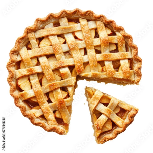 Obraz Homemade apple pie with lattice crust isolated on transparent background