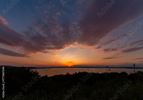 Obraz 夕日の輝く瀬戸内海