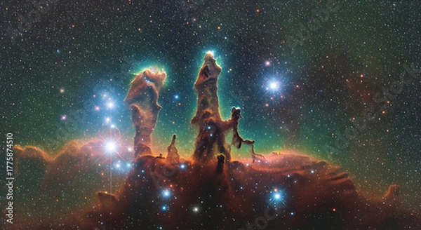 Fototapeta Wide View of the Pillar's of Creation in the Eagle Nebula