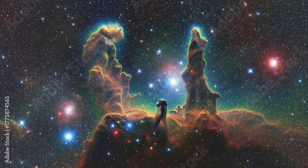 Fototapeta Wide View of the Pillar's of Creation in the Eagle Nebula