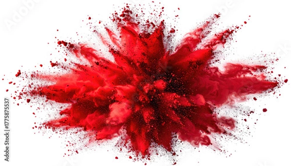 Obraz Explosive red dust cloud, vibrant, burst, on a black backdrop