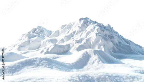 Fototapeta Snow-covered mountains under bright sunlight with dark sky