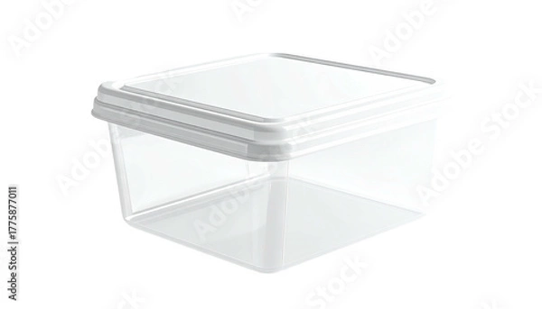 Obraz Transparent square plastic container with a secure fitting lid