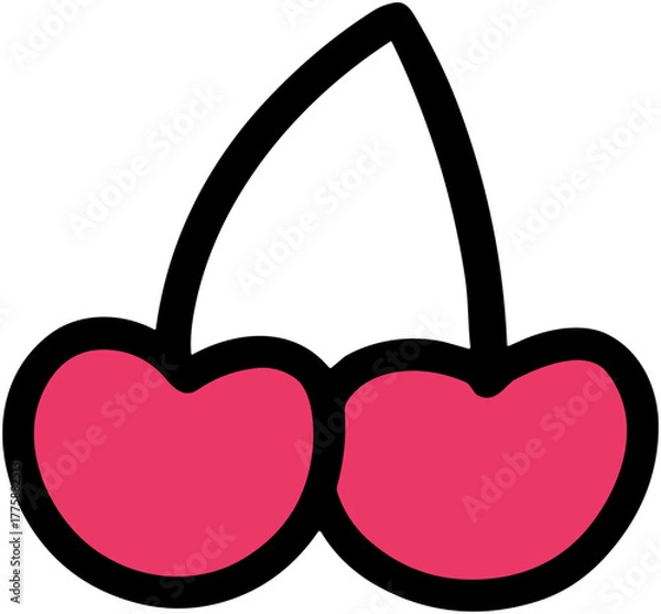 Obraz Cute Cherry Icon: Sweet Fruit Design