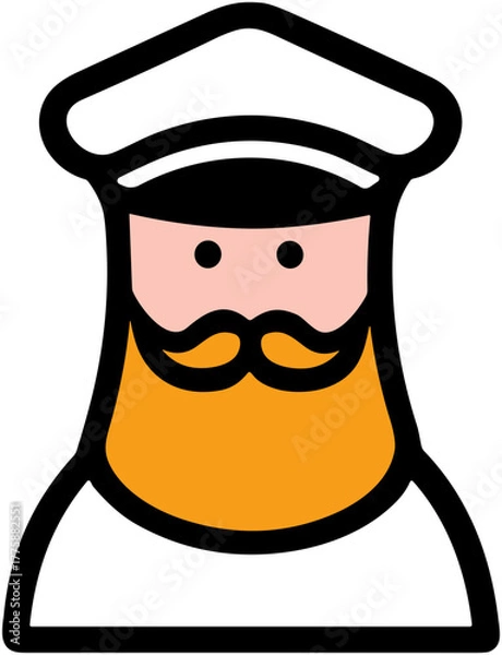 Obraz Cute Bearded Chef Icon: Culinary Character Design