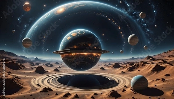 Obraz spaceship and planet