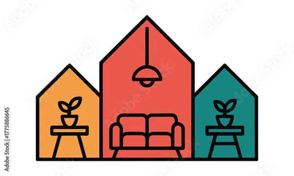 Fototapeta Cozy home interior design icon