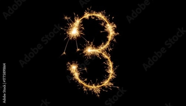 Obraz fire work show text 3 on black background	