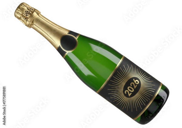 Fototapeta Celebratory champagne bottle with a 2026 label for new year