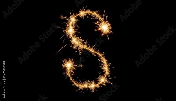 Obraz fire work show text S on black background	