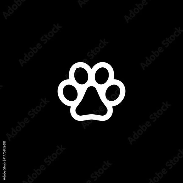 Fototapeta paw print icon on white background. flat vector animal footprint symbol for pets