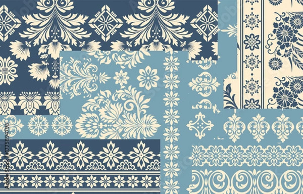 Obraz Motifs Ikat floral paisley embroidery floral. ikat ethnic Saree Sarong oriental pattern traditional.Ikat embroidery style abstract embroidery design for texture,fabric,clothing,wrapping,decoration	
