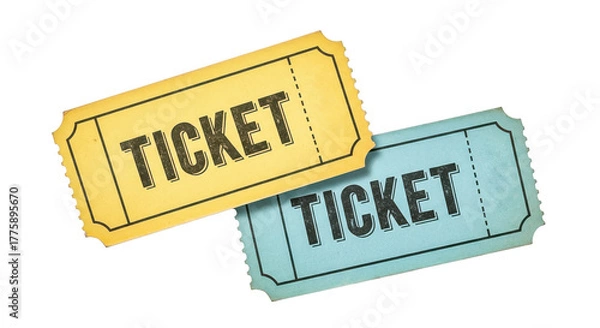 Fototapeta Two tickets for an event isolated on transparent background for admission