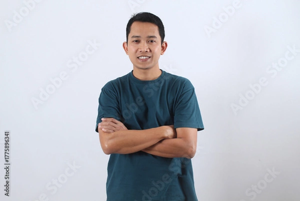 Obraz Confident Asian man smiling portrait with arms crossed