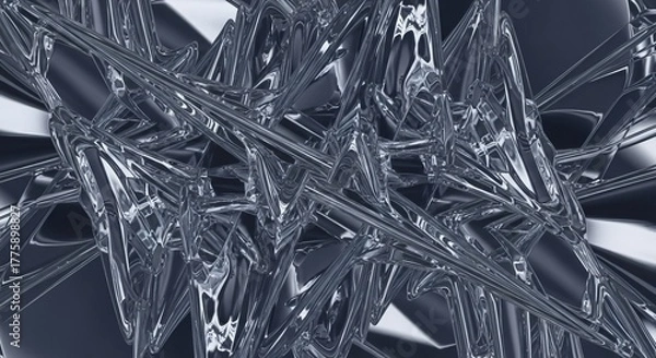 Fototapeta Abstract Metallic Sculpture with Reflective Surfaces and Dynamic Forms