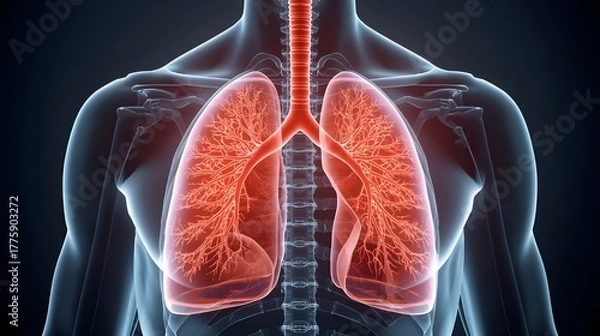 Fototapeta Visualizing Healthy Lungs and Respiratory System Anatomy