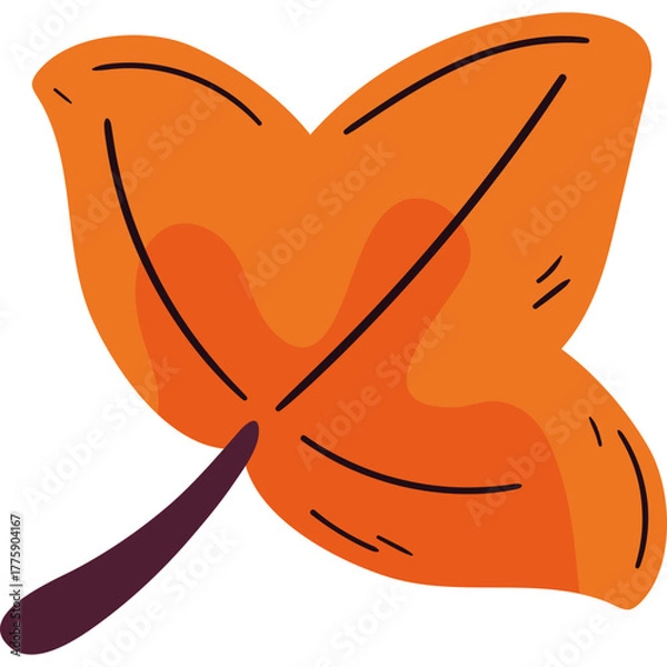 Fototapeta Flat Vector Illustration of a Colorful Autumn Leaf