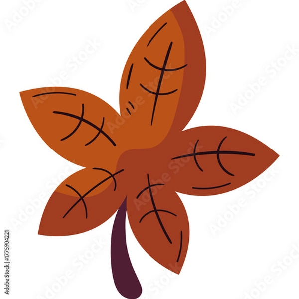 Fototapeta Flat Vector Illustration of a Colorful Autumn Leaf