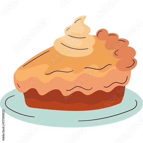 Fototapeta Flat Vector Illustration of a Homemade Apple Pie