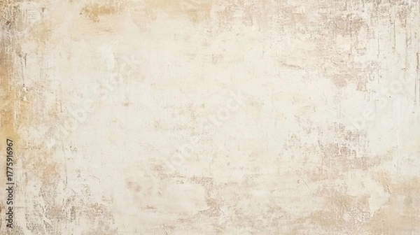 Fototapeta Weathered abstract off white cream color art paint texture background, bold brush stroke wallpaper backdrop