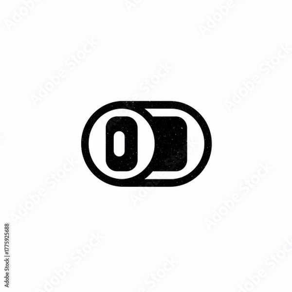 Obraz Simple black and white toggle switch icon, depicting an off state, on a white background. Textured style