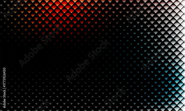 Obraz Abstract glass texture background with red blue dark color combination symmetry rectangular halftone by using stripes vector illustration represent a moody background
