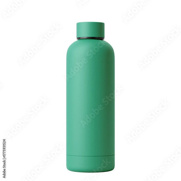 Obraz 500ml Sea Green color Reusable Matte Metal Vacuum Bottle Isolated on Transparent Background.