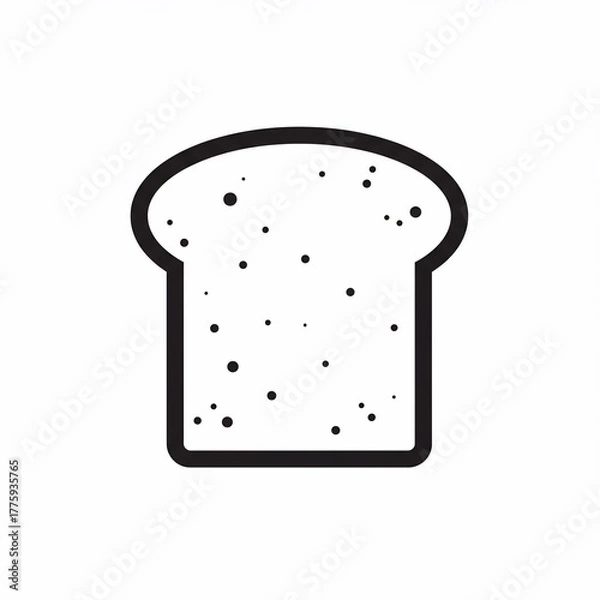 Obraz Black Line Art Bread Slice with Seeds