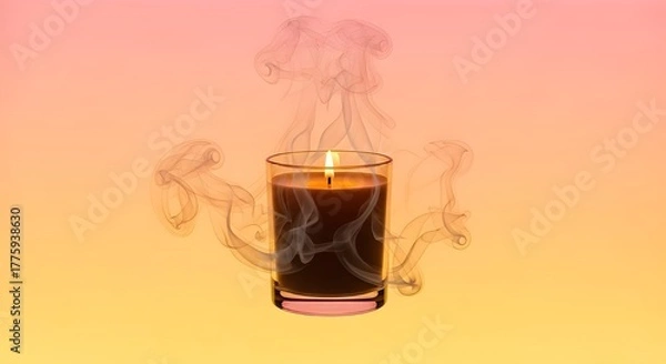 Obraz A candle in a glass jar with smoke, set against a gradient background