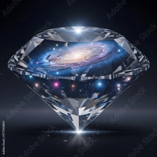 Obraz A stunning diamond reflects a vibrant galaxy with cosmic beauty and wonder