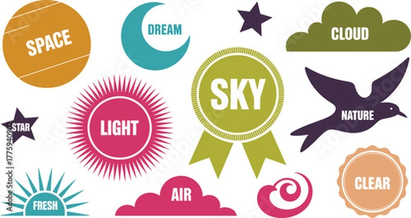 Obraz Whimsical Illustration Sky, Space, Dream, Fresh, Light, Nature, Air, Clear, Star, and Cloud Elements