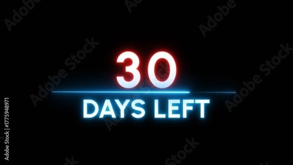 Fototapeta 30 Days left Countdown number illustration. 