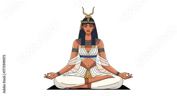 Fototapeta Ancient Egyptian goddess meditating in a lotus pose, embodying serenity and wisdom.