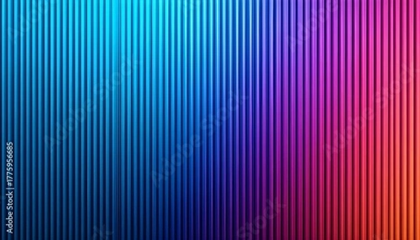 Fototapeta Vibrant gradient background with vertical lines transitioning from blue to purple, red, and orange hues