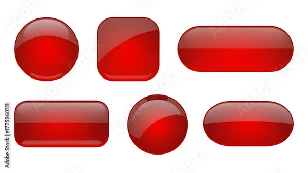 Obraz Stunning collection of six glossy red buttons for website design or application interface