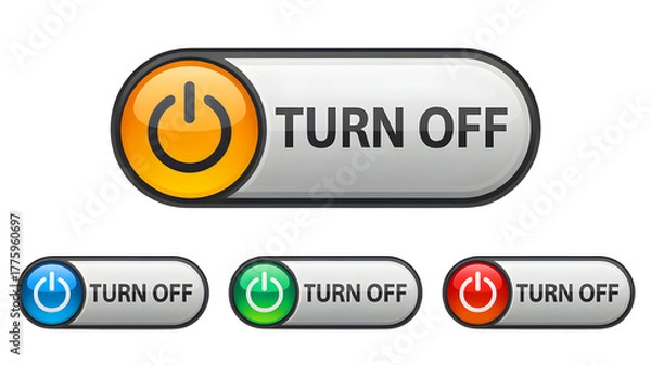 Fototapeta Power buttons to turn on and off electronic devices for user interface design needs