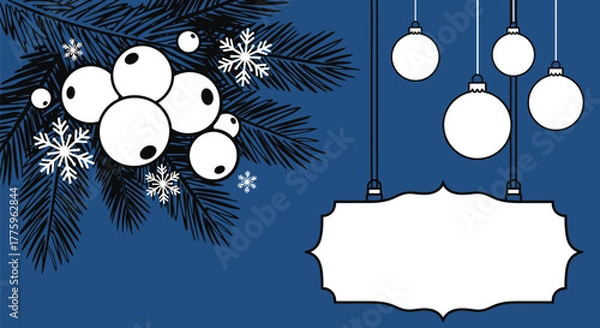 Fototapeta Christmas background with ornaments and pine branches vector design