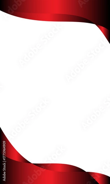 Fototapeta vertical white background with metallic red abstract frame