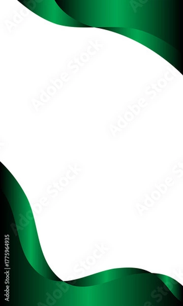 Fototapeta vertical white background with metallic green abstract frame