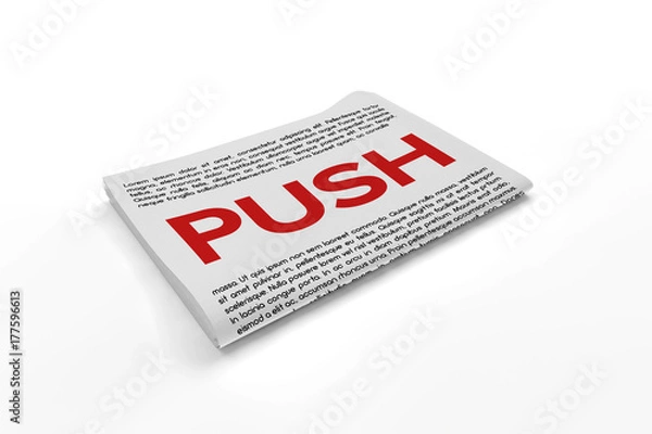 Fototapeta Push on Newspaper background