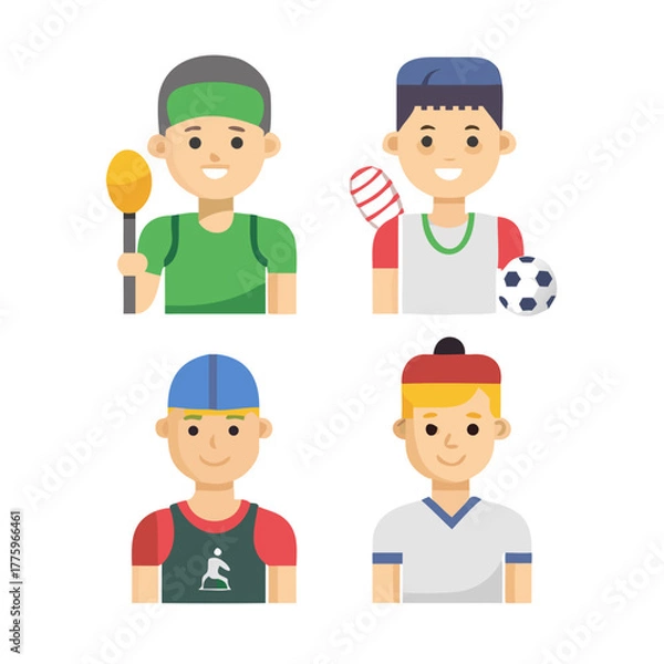 Fototapeta Sportsman Character Constructor Flat Vector Set