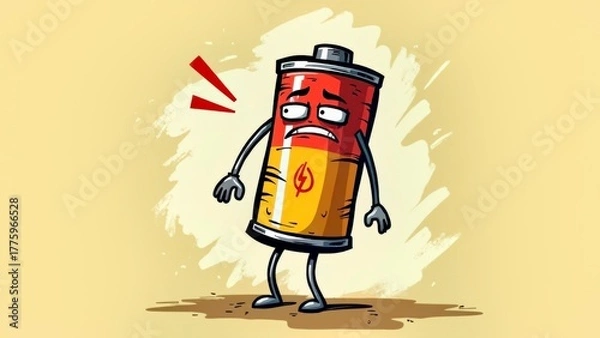 Obraz Fun scenes featuring cartoon images of batteries