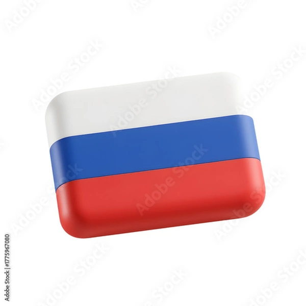 Obraz Russia flag icon in 3D rounded rectangle with white blue and red horizontal stripes