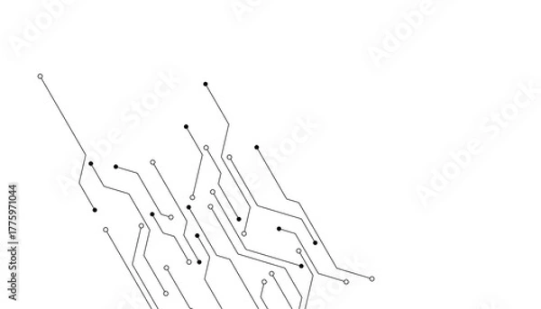 Fototapeta Technology black circuit diagram concept. High-tech circuit board connection system.Vector abstract technology on a white background.