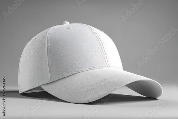 Obraz Blank white baseball cap angled on gray background