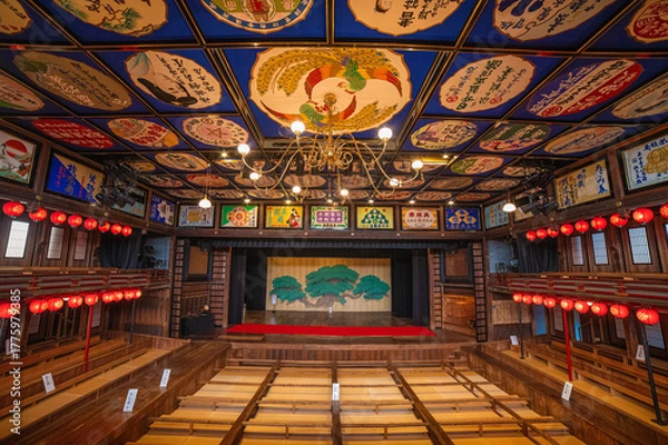 Fototapeta 山鹿の歴史的な芝居小屋「八千代座」の内観