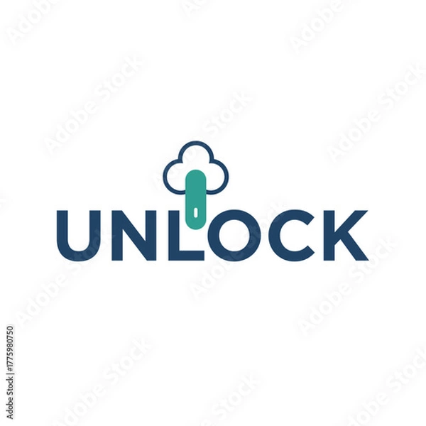 Obraz Typography Text Unlock  Logo Design Vector Inspiration.