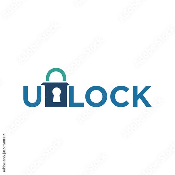 Obraz Typography Text Unlock  Logo Design Vector Inspiration.