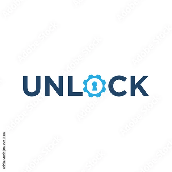 Obraz Typography Text Unlock  Logo Design Vector Inspiration.