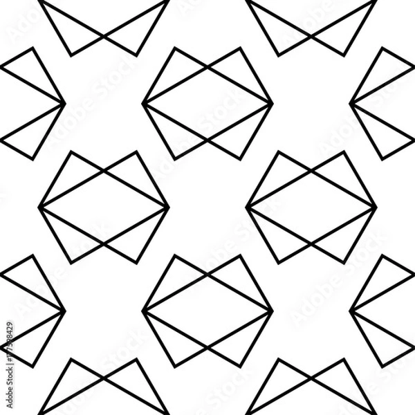 Fototapeta White and black geometric seamless pattern